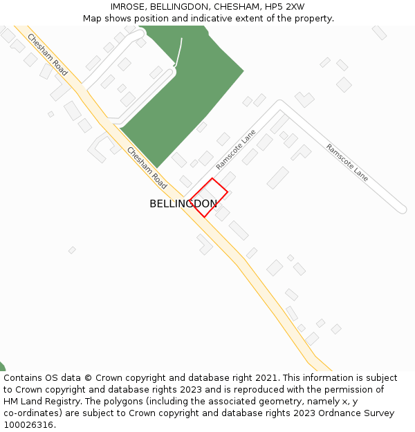 IMROSE, BELLINGDON, CHESHAM, HP5 2XW: Location map and indicative extent of plot