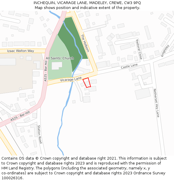 INCHEQUIN, VICARAGE LANE, MADELEY, CREWE, CW3 9PQ: Location map and indicative extent of plot