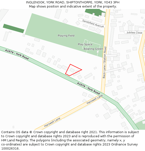 INGLENOOK, YORK ROAD, SHIPTONTHORPE, YORK, YO43 3PH: Location map and indicative extent of plot