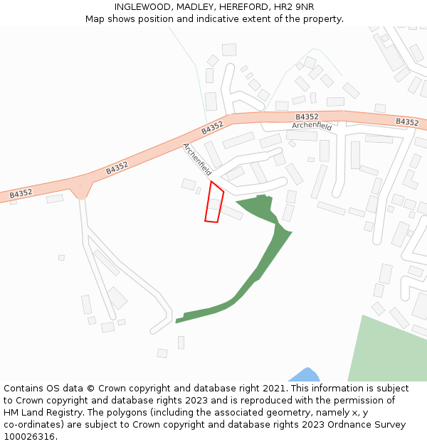 INGLEWOOD, MADLEY, HEREFORD, HR2 9NR: Location map and indicative extent of plot