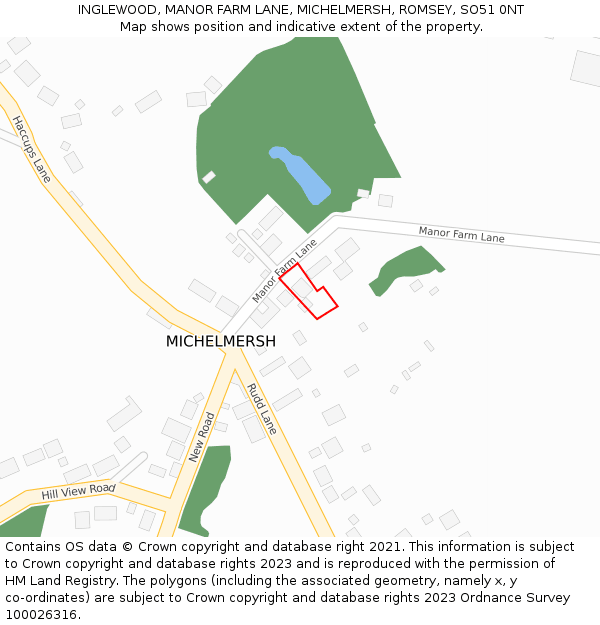 INGLEWOOD, MANOR FARM LANE, MICHELMERSH, ROMSEY, SO51 0NT: Location map and indicative extent of plot