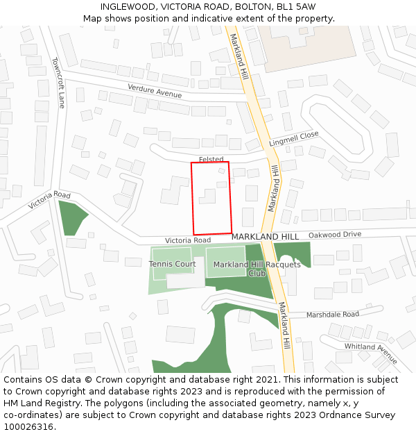 INGLEWOOD, VICTORIA ROAD, BOLTON, BL1 5AW: Location map and indicative extent of plot