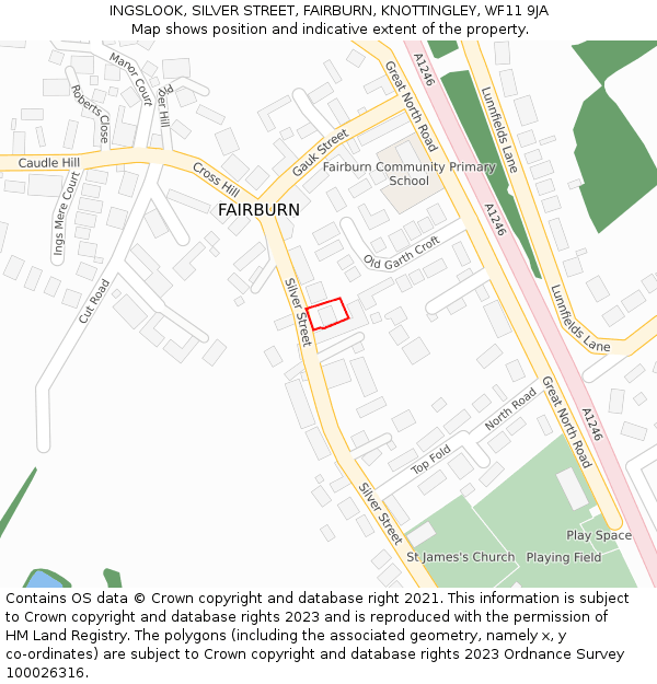 INGSLOOK, SILVER STREET, FAIRBURN, KNOTTINGLEY, WF11 9JA: Location map and indicative extent of plot