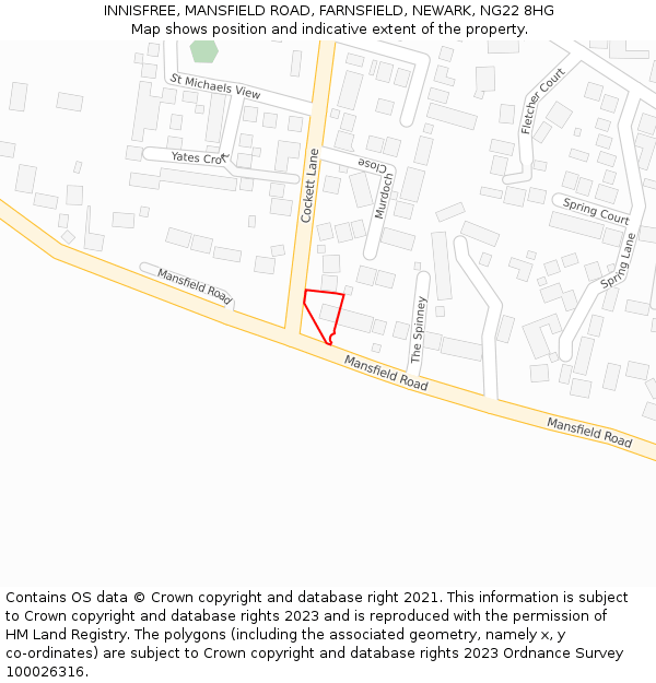 INNISFREE, MANSFIELD ROAD, FARNSFIELD, NEWARK, NG22 8HG: Location map and indicative extent of plot