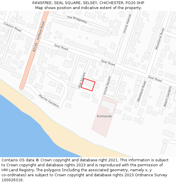 INNISFREE, SEAL SQUARE, SELSEY, CHICHESTER, PO20 0HP: Location map and indicative extent of plot