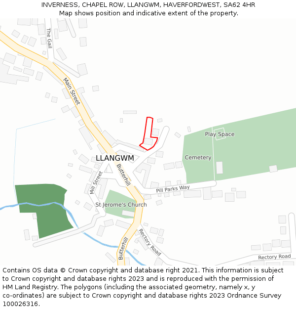 INVERNESS, CHAPEL ROW, LLANGWM, HAVERFORDWEST, SA62 4HR: Location map and indicative extent of plot