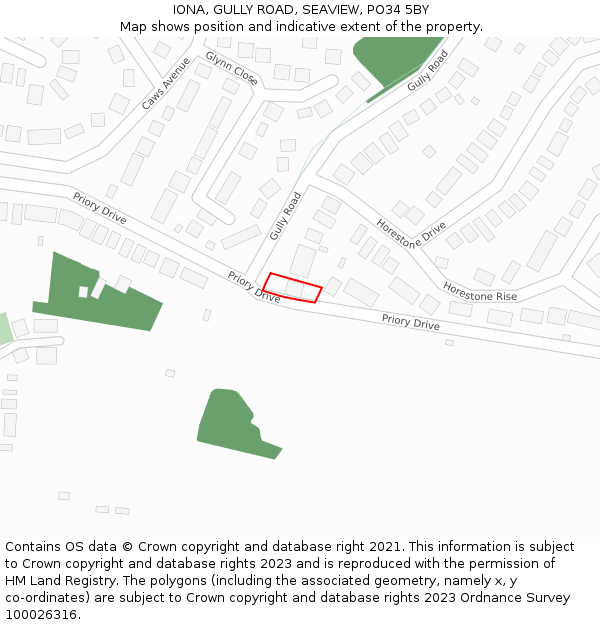 IONA, GULLY ROAD, SEAVIEW, PO34 5BY: Location map and indicative extent of plot