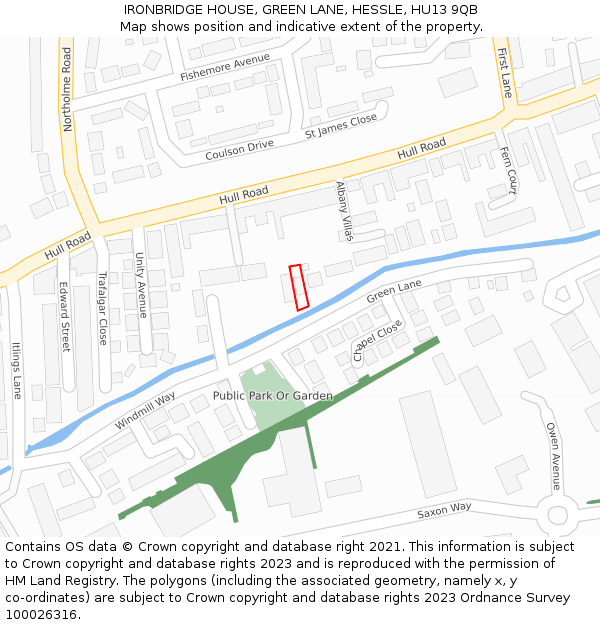 IRONBRIDGE HOUSE, GREEN LANE, HESSLE, HU13 9QB: Location map and indicative extent of plot