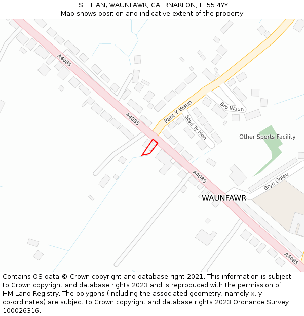 IS EILIAN, WAUNFAWR, CAERNARFON, LL55 4YY: Location map and indicative extent of plot