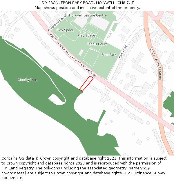 IS Y FRON, FRON PARK ROAD, HOLYWELL, CH8 7UT: Location map and indicative extent of plot