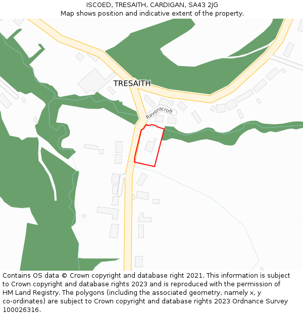 ISCOED, TRESAITH, CARDIGAN, SA43 2JG: Location map and indicative extent of plot