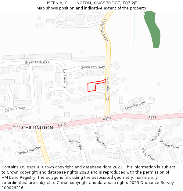 ISERNIA, CHILLINGTON, KINGSBRIDGE, TQ7 2JF: Location map and indicative extent of plot