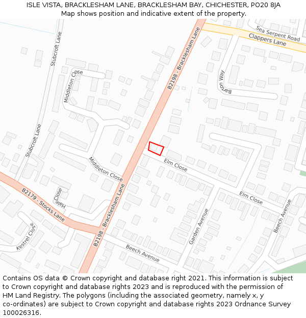 ISLE VISTA, BRACKLESHAM LANE, BRACKLESHAM BAY, CHICHESTER, PO20 8JA: Location map and indicative extent of plot