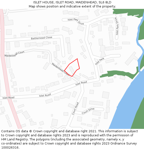 ISLET HOUSE, ISLET ROAD, MAIDENHEAD, SL6 8LD: Location map and indicative extent of plot