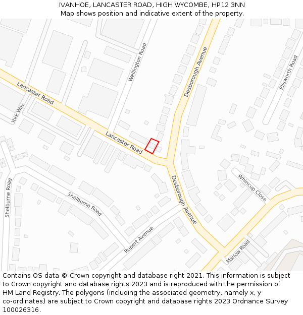 IVANHOE, LANCASTER ROAD, HIGH WYCOMBE, HP12 3NN: Location map and indicative extent of plot