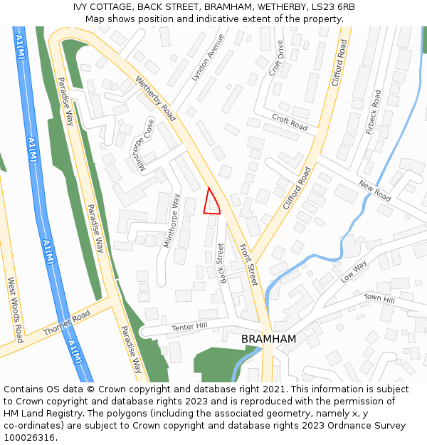 IVY COTTAGE, BACK STREET, BRAMHAM, WETHERBY, LS23 6RB: Location map and indicative extent of plot