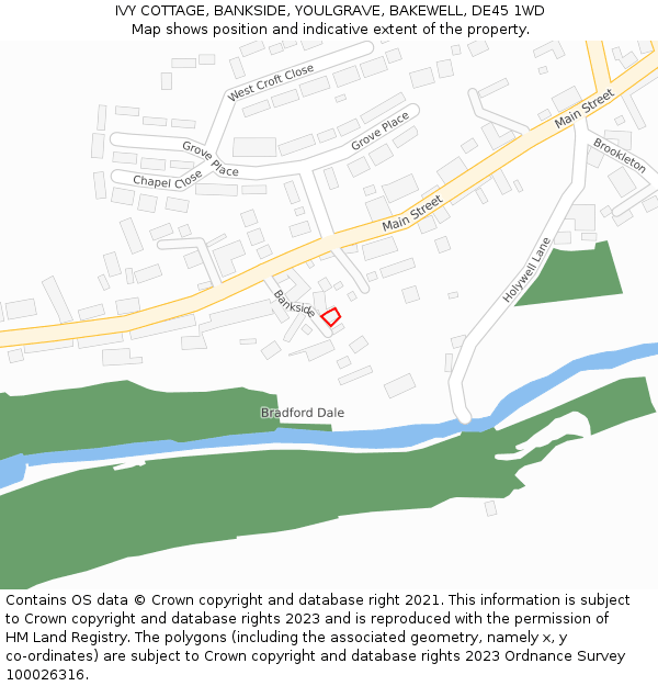 IVY COTTAGE, BANKSIDE, YOULGRAVE, BAKEWELL, DE45 1WD: Location map and indicative extent of plot