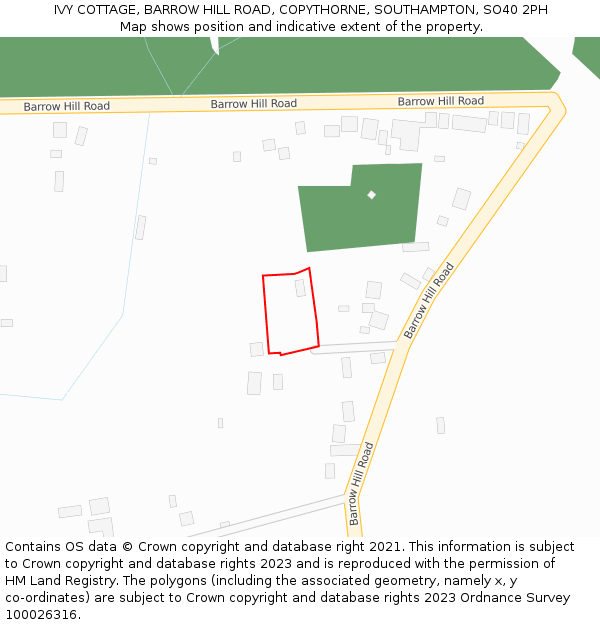 IVY COTTAGE, BARROW HILL ROAD, COPYTHORNE, SOUTHAMPTON, SO40 2PH: Location map and indicative extent of plot