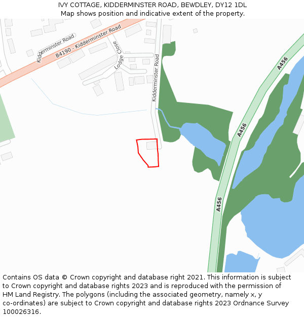 IVY COTTAGE, KIDDERMINSTER ROAD, BEWDLEY, DY12 1DL: Location map and indicative extent of plot