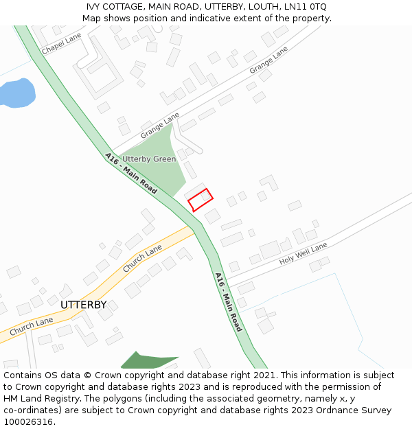 IVY COTTAGE, MAIN ROAD, UTTERBY, LOUTH, LN11 0TQ: Location map and indicative extent of plot
