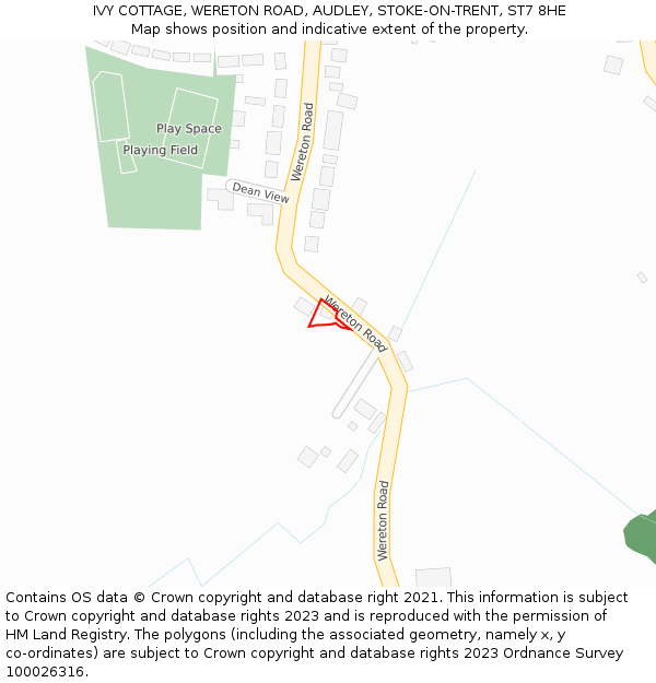 IVY COTTAGE, WERETON ROAD, AUDLEY, STOKE-ON-TRENT, ST7 8HE: Location map and indicative extent of plot