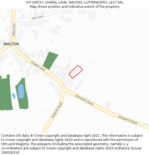 IVY HATCH, CHAPEL LANE, WALTON, LUTTERWORTH, LE17 5RL: Location map and indicative extent of plot