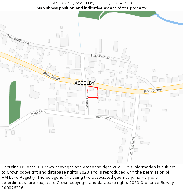 IVY HOUSE, ASSELBY, GOOLE, DN14 7HB: Location map and indicative extent of plot