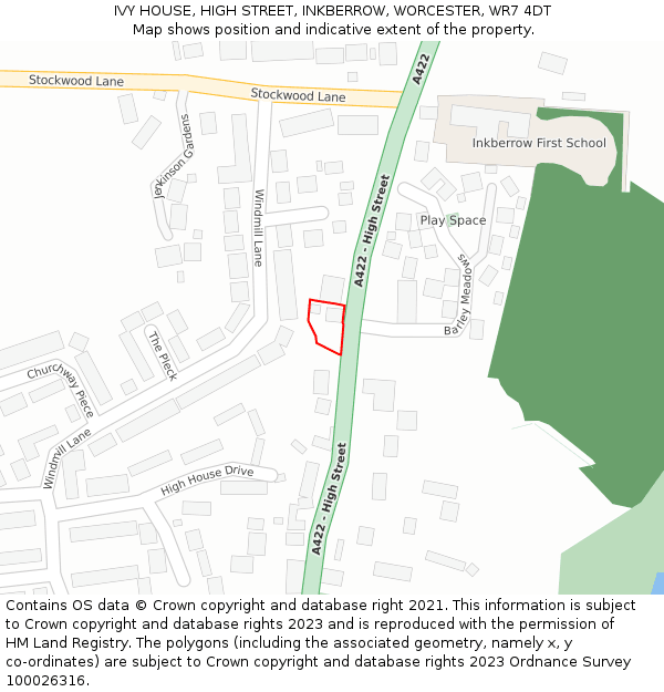 IVY HOUSE, HIGH STREET, INKBERROW, WORCESTER, WR7 4DT: Location map and indicative extent of plot