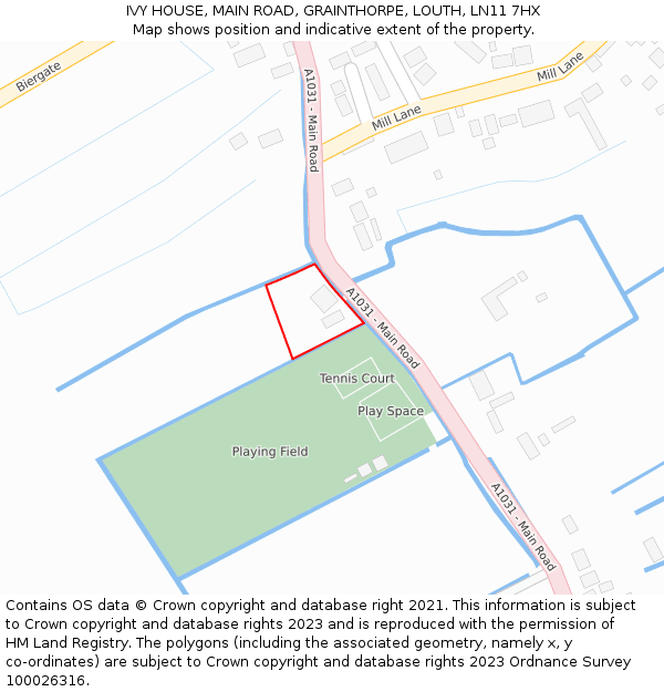 IVY HOUSE, MAIN ROAD, GRAINTHORPE, LOUTH, LN11 7HX: Location map and indicative extent of plot