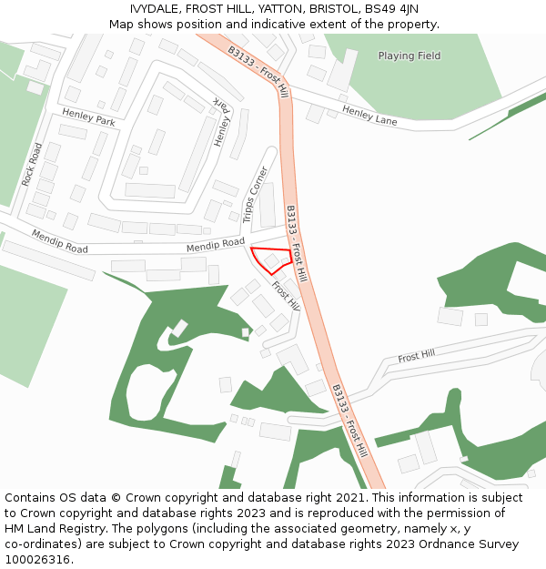 IVYDALE, FROST HILL, YATTON, BRISTOL, BS49 4JN: Location map and indicative extent of plot