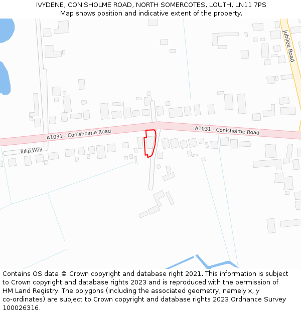 IVYDENE, CONISHOLME ROAD, NORTH SOMERCOTES, LOUTH, LN11 7PS: Location map and indicative extent of plot