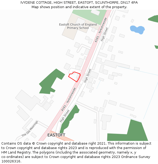 IVYDENE COTTAGE, HIGH STREET, EASTOFT, SCUNTHORPE, DN17 4PA: Location map and indicative extent of plot