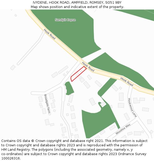 IVYDENE, HOOK ROAD, AMPFIELD, ROMSEY, SO51 9BY: Location map and indicative extent of plot