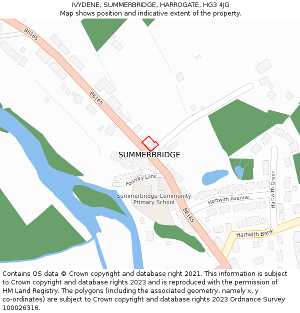 IVYDENE, SUMMERBRIDGE, HARROGATE, HG3 4JG: Location map and indicative extent of plot