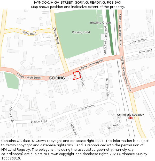 IVYNOOK, HIGH STREET, GORING, READING, RG8 9AX: Location map and indicative extent of plot