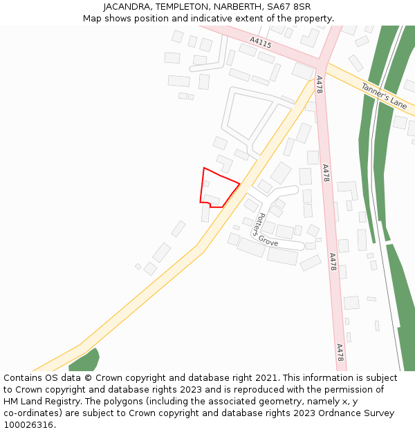 JACANDRA, TEMPLETON, NARBERTH, SA67 8SR: Location map and indicative extent of plot