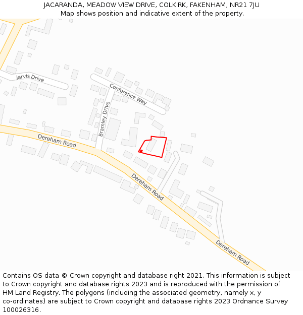 JACARANDA, MEADOW VIEW DRIVE, COLKIRK, FAKENHAM, NR21 7JU: Location map and indicative extent of plot