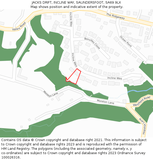 JACKS DRIFT, INCLINE WAY, SAUNDERSFOOT, SA69 9LX: Location map and indicative extent of plot