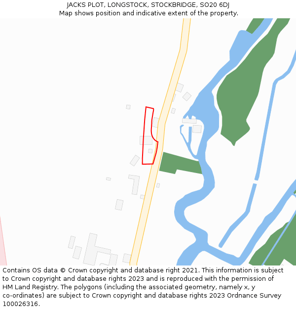 JACKS PLOT, LONGSTOCK, STOCKBRIDGE, SO20 6DJ: Location map and indicative extent of plot