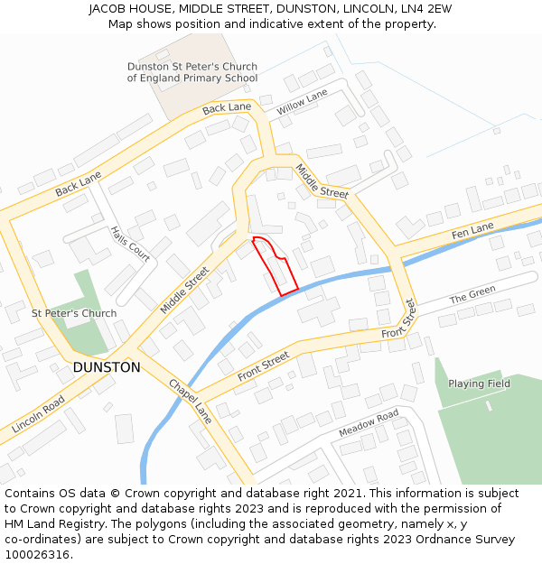 JACOB HOUSE, MIDDLE STREET, DUNSTON, LINCOLN, LN4 2EW: Location map and indicative extent of plot