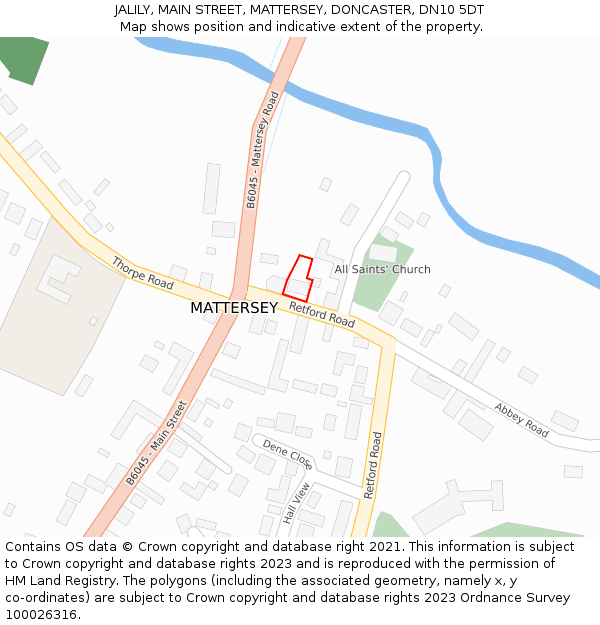 JALILY, MAIN STREET, MATTERSEY, DONCASTER, DN10 5DT: Location map and indicative extent of plot