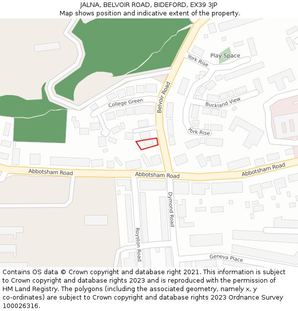 JALNA, BELVOIR ROAD, BIDEFORD, EX39 3JP: Location map and indicative extent of plot