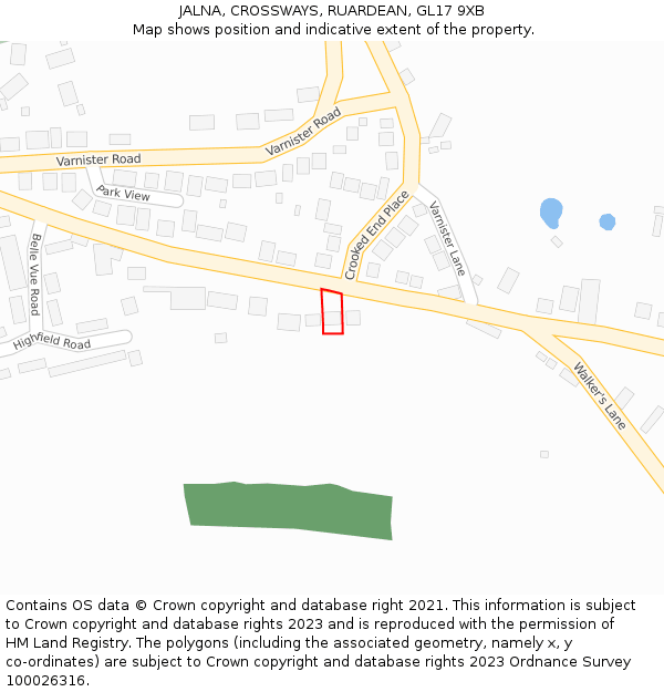 JALNA, CROSSWAYS, RUARDEAN, GL17 9XB: Location map and indicative extent of plot