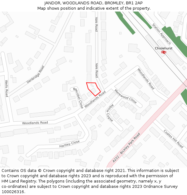JANDOR, WOODLANDS ROAD, BROMLEY, BR1 2AP: Location map and indicative extent of plot