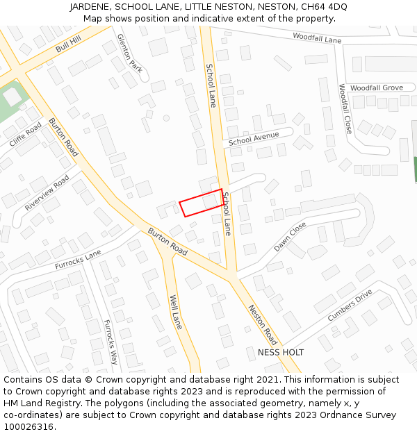 JARDENE, SCHOOL LANE, LITTLE NESTON, NESTON, CH64 4DQ: Location map and indicative extent of plot