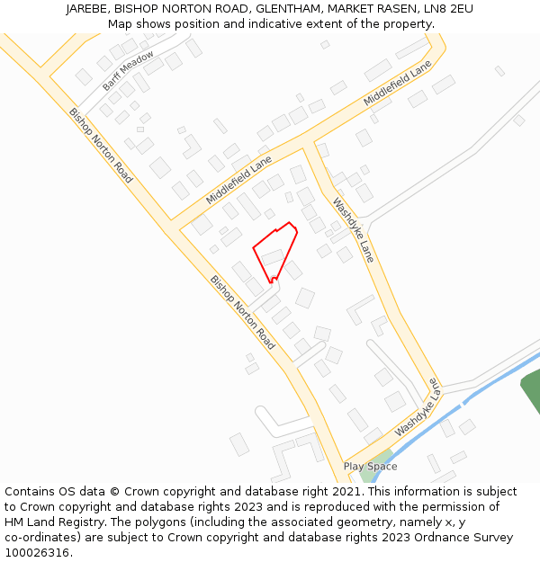 JAREBE, BISHOP NORTON ROAD, GLENTHAM, MARKET RASEN, LN8 2EU: Location map and indicative extent of plot