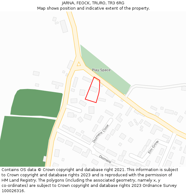 JARNA, FEOCK, TRURO, TR3 6RG: Location map and indicative extent of plot