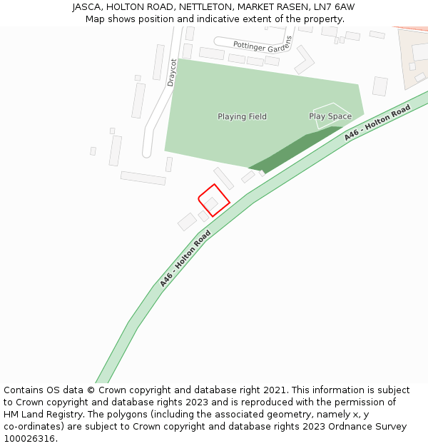 JASCA, HOLTON ROAD, NETTLETON, MARKET RASEN, LN7 6AW: Location map and indicative extent of plot