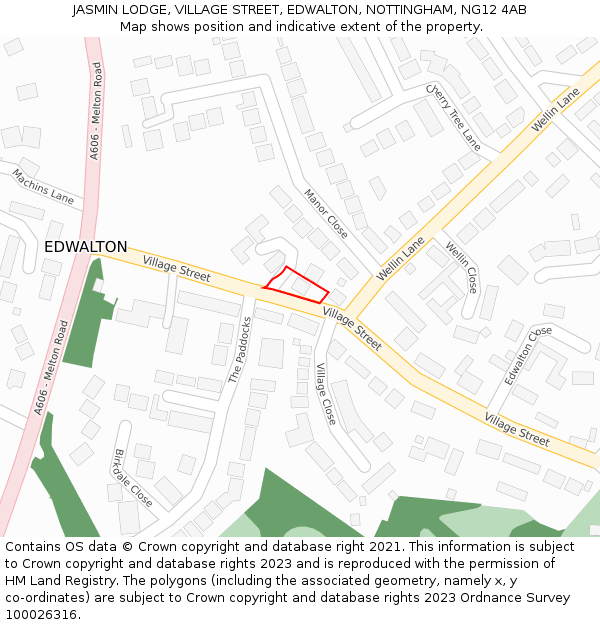 JASMIN LODGE, VILLAGE STREET, EDWALTON, NOTTINGHAM, NG12 4AB: Location map and indicative extent of plot