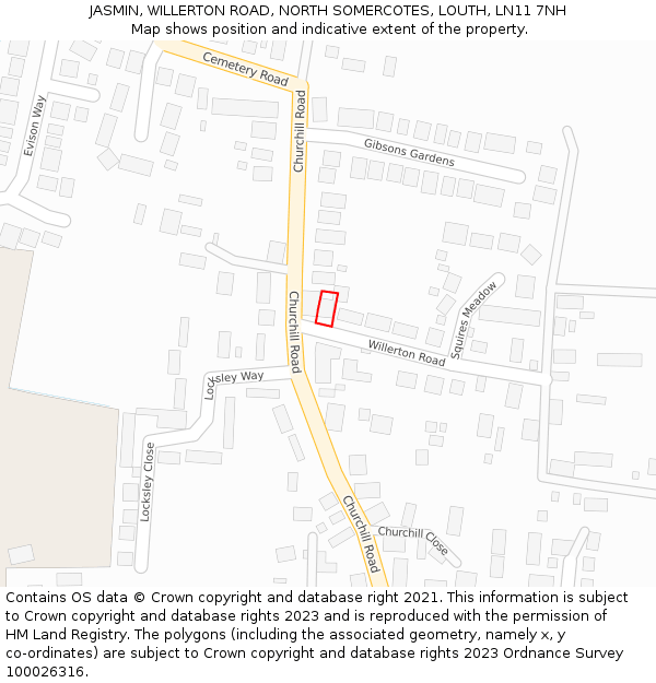 JASMIN, WILLERTON ROAD, NORTH SOMERCOTES, LOUTH, LN11 7NH: Location map and indicative extent of plot